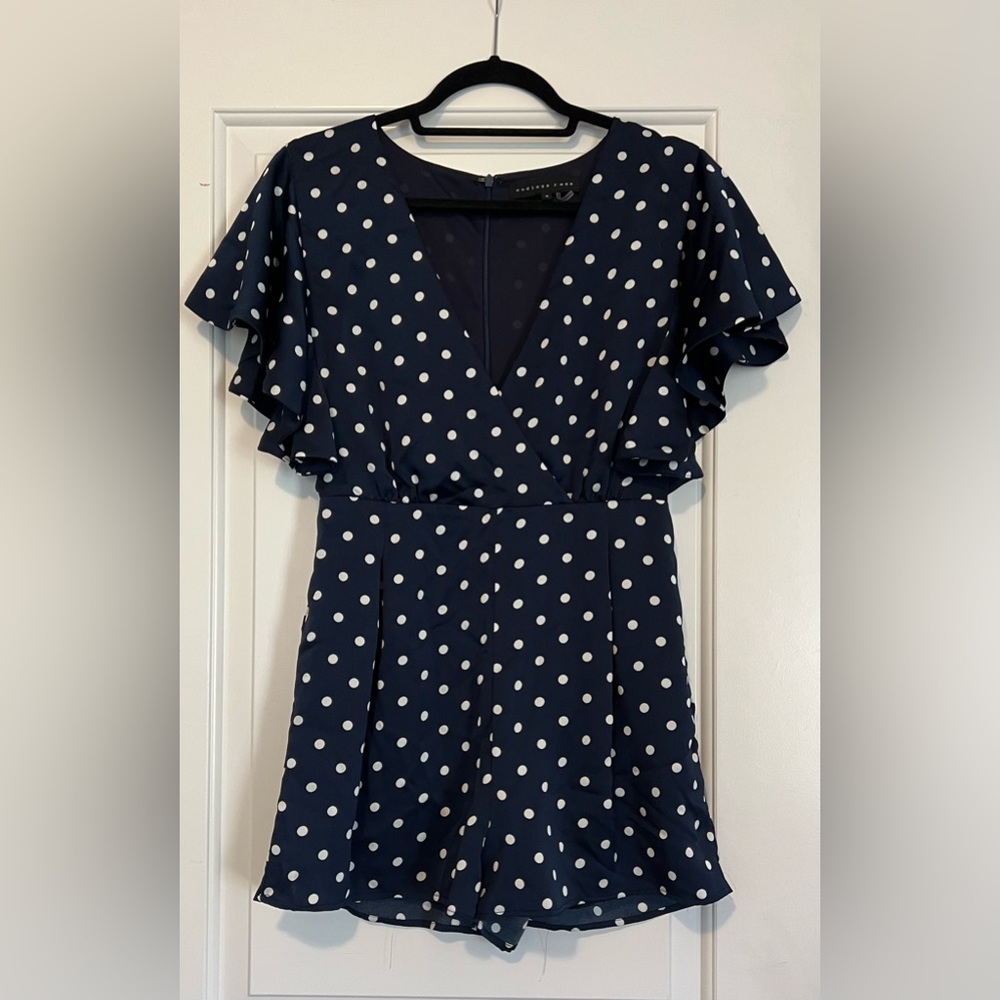 Navy Polka Dot Romper